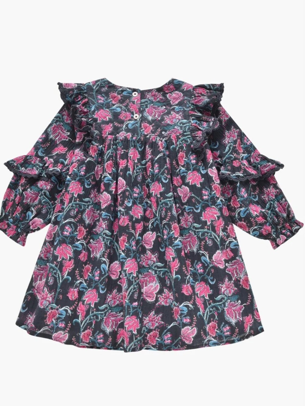 Louise Misha Girls Lara Charcoal Wild Flowers Dress Size 7Y